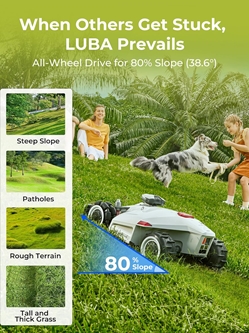 MAMMOTION  MTL23LUV1HNA03 LUBA 2 5000H AWD Perimeter Wire Free Robotic Lawn Mower with GPS Assisted Navigation (Up To 1-1/4 Acre) - MAM  MTL23LUV1HNA03