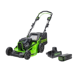 Greenworks Commercial 82LM21S-8DP 82V 21" Brushless Self Propelled Mower with 8 AH Battery and Dual Port Rapid Charger 