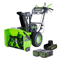 Greenworks Commercial 82SN24D-82DP 82V Commercial Dual Stage Snow Thrower Kit - Includes (2) 82BD800 8.0 Ah Batteries and (1) 82DPC8A Dual Port Charger 82V Commercial Dual Stage Snow Thrower Kit - Includes (2) 82BD800 8.0 Ah Batteries and (1) 82DPC8A Dual Port Charger