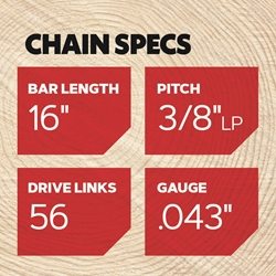 Oregon 90PX056G 16" Narrow-Kerf Saw Chain - OCS 90PX056G