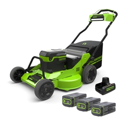 Greenworks Commercial 82LM30S-83DP 82V 30" Brushless Self Propelled Mower with (3) 8 AH Battery and Dual Port Rapid Charger 